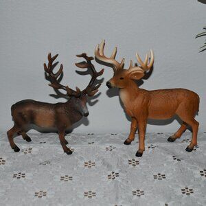Two Small 4" Deer Stag Animal Toy Figures
